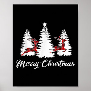 Merry Christmas Shirt For Women Buffalo Plaid Rein Poster