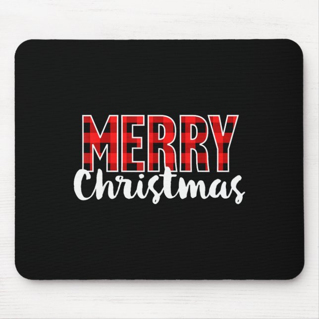 Merry Christmas Shirt Women Men Kids Red Buffalo P Mouse Mat (Front)