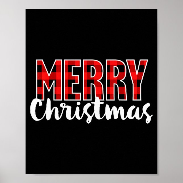 Merry Christmas Shirt Women Men Kids Red Buffalo P Poster (Front)