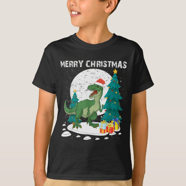 Merry Christmas Shirts For Women Xmas Santa T Rex  (Front)