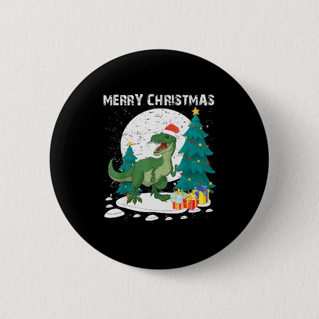 Merry Christmas Shirts For Women Xmas Santa T Rex  6 Cm Round Badge (Front)