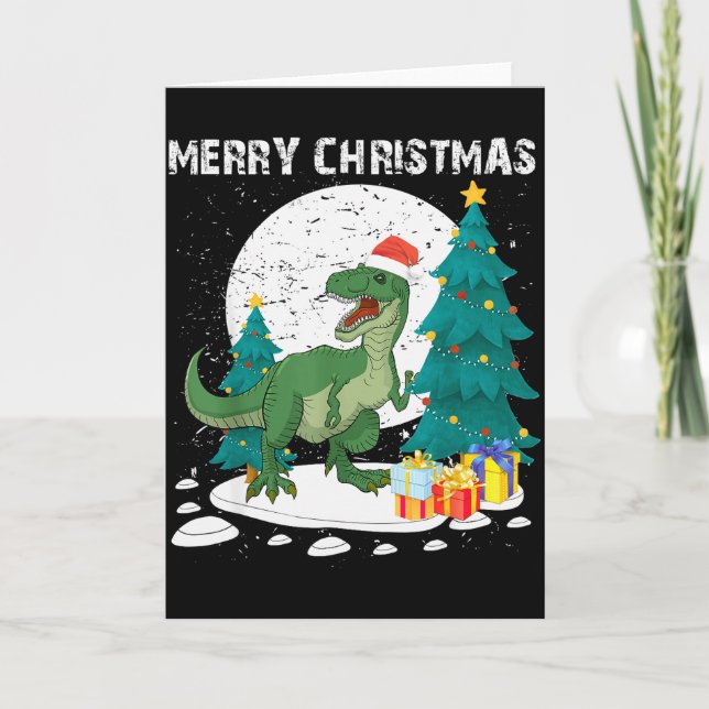 Merry Christmas Shirts For Women Xmas Santa T Rex  Card (Front)