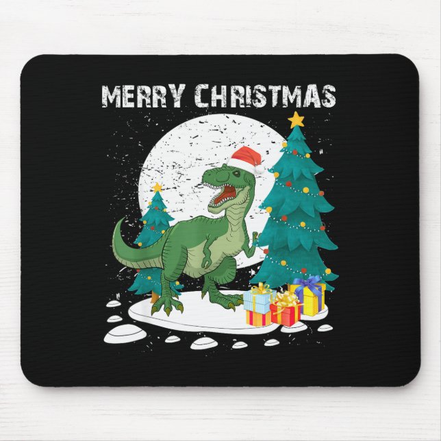 Merry Christmas Shirts For Women Xmas Santa T Rex  Mouse Mat (Front)