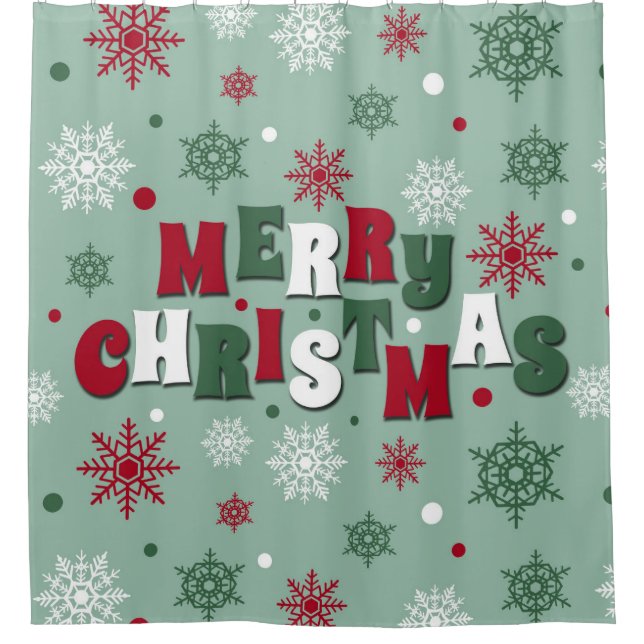 Merry Christmas Shower Curtain (Front)