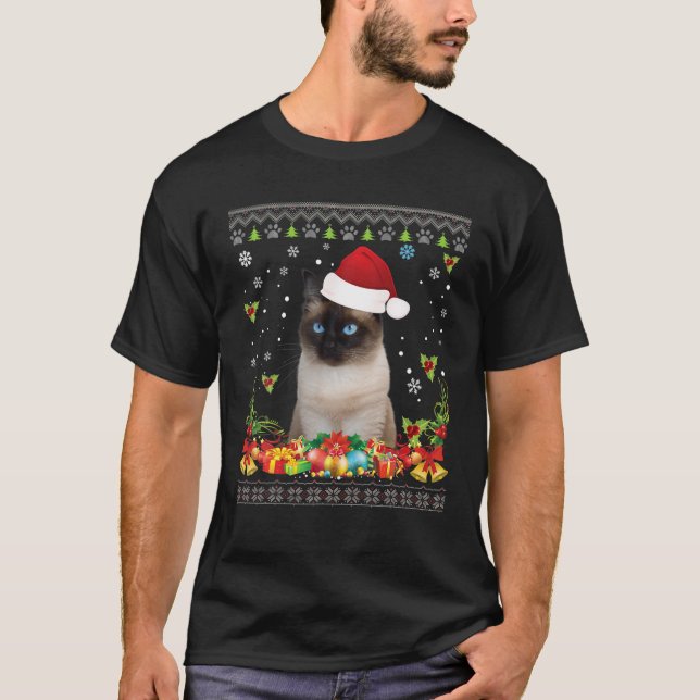 Merry Christmas Siamese Cat Ugly Sweater Santa Cla (Front)