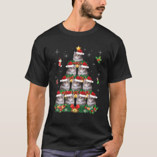 Merry Christmas Siberian Cat Santa Tree Pajama Swe T-Shirt