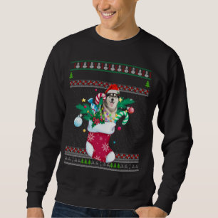 Merry Christmas Siberian Husky Dog In Sock Funny X Sweatshirt