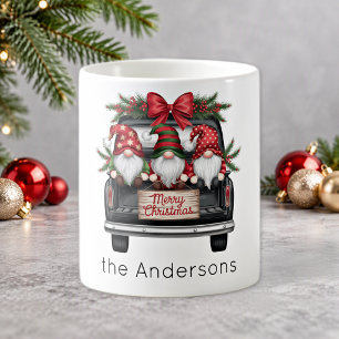 Merry Christmas Sign Black Truck Adorable Gnomes Coffee Mug