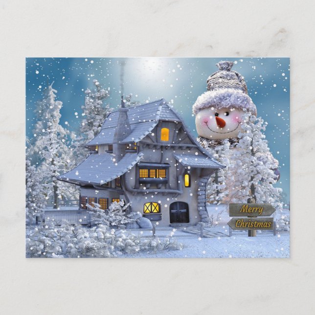 Merry Christmas Silent Winter Night  Holiday Postcard (Front)