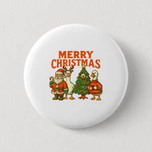 Merry Christmas Silly Goose Festive Duck Holiday R 6 Cm Round Badge