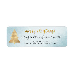 Merry Christmas Silver Blue Golden Tree Address