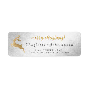 Merry Christmas Silver Golden Reindeer Address