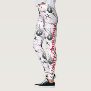 Merry Christmas Silver Ornament Ball Tree Lights  Leggings