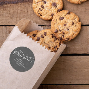 Merry Christmas Silver Script Winter Snowflake  Classic Round Sticker