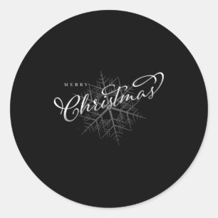 Merry Christmas Silver Snowflake Classic Round Sticker