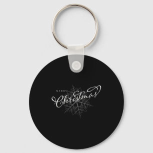 Merry Christmas Silver Snowflake  Key Ring