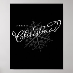 Merry Christmas Silver Snowflake  Poster