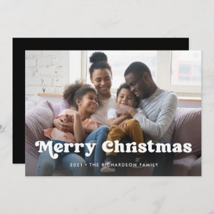 Merry Christmas Simple Boho Photo Overlay Holiday Card