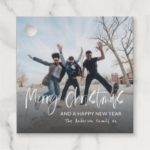 Merry Christmas Simple Calligraphy 1 Photo Favour Tags
