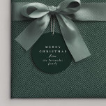 Merry Christmas simple classic dark green gift Favour Tags<br><div class="desc">Designed to coordinate with the Lea Delaveris Design holiday herringbone collection, this rich dark green personalised Merry Christmas gift tag is the perfect touch for all your Christmas gifts. The trendy and sophisticated dark green background is versatile and coordinates with a variety of wrapping paper designs (though this matches perfectly...</div>