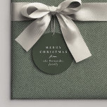 Merry Christmas simple classic green gift Favour Tags<br><div class="desc">Designed to coordinate with the Lea Delaveris Design holiday herringbone collection, this chic sage green personalised Merry Christmas gift tag is the perfect touch for all your Christmas gifts. The trendy and sophisticated dark sage green background is versatile and coordinates with a variety of wrapping paper designs (though this matches...</div>