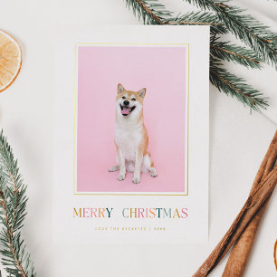 Merry Christmas Simple Colourful Christmas Photo Foil Holiday Card