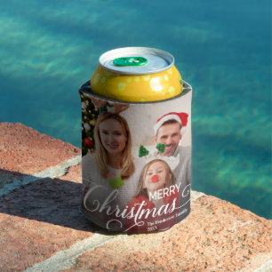 Merry Christmas Simple Custom Photo Can Cooler