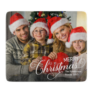 Merry Christmas Simple Custom Photo Cutting Board