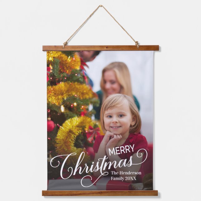 Merry Christmas Simple Custom Photo Hanging Tapestry (Front)