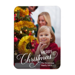 Merry Christmas Simple Custom Photo Magnet