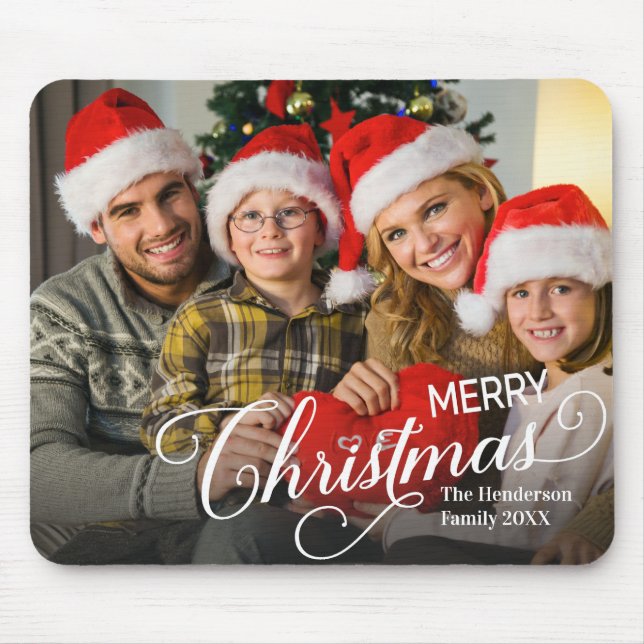 Merry Christmas Simple Custom Photo Mouse Mat (Front)