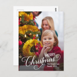 Merry Christmas Simple Custom Photo Postcard