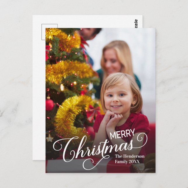 Merry Christmas Simple Custom Photo Postcard (Front/Back)