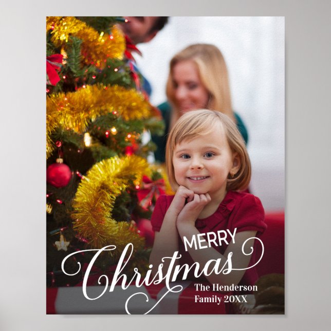 Merry Christmas Simple Custom Photo Poster (Front)