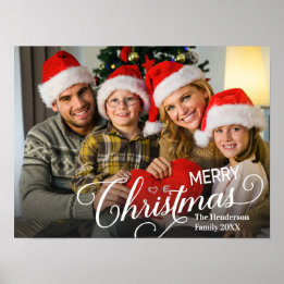 Merry Christmas Simple Custom Photo Poster