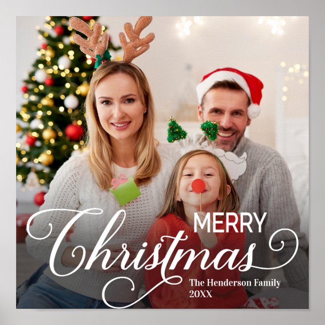 Merry Christmas Simple Custom Photo Poster (Front)