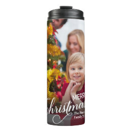 Merry Christmas Simple Custom Photo Thermal Tumbler