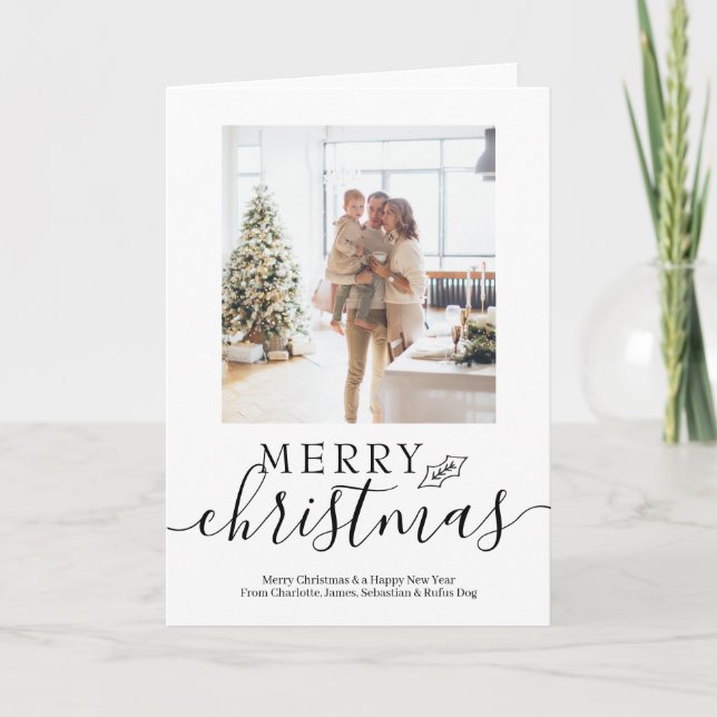 Merry Christmas Simple Elegant Personalised Holiday Card (Front)