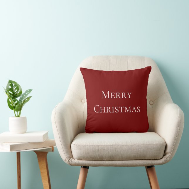 Merry Christmas Simple Festive Red White  Cushion (Chair)
