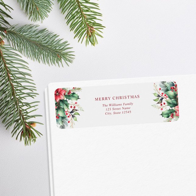 Merry Christmas Simple Floral Return Address (Creator Uploaded)