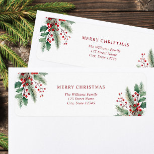 Merry Christmas Simple Floral Return Address