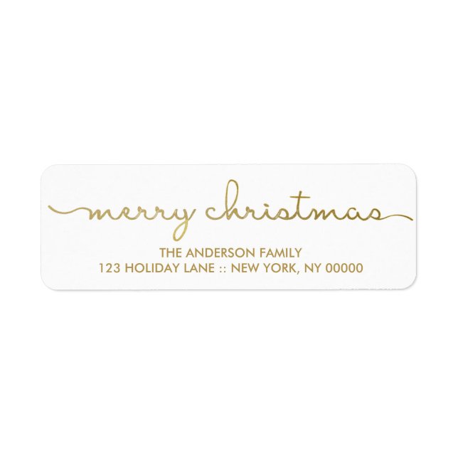 Merry Christmas Simple Gold Hand Lettered Label (Front)