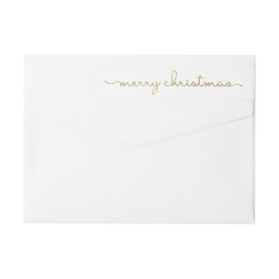 Merry Christmas Simple Gold Hand Lettered Wrap Wrap Around Label