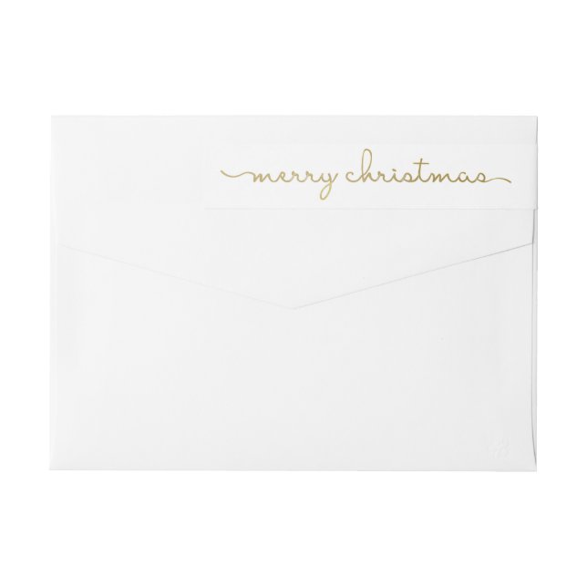 Merry Christmas Simple Gold Hand Lettered Wrap Wrap Around Label (Back)