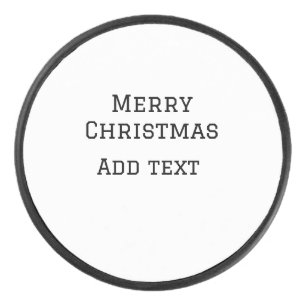 Merry Christmas simple minimal add name text moder Hockey Puck