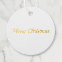 merry christmas simple minimal circle foilgift tag