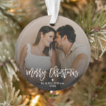 Merry Christmas Simple Minimalist Couple Photo Ornament<br><div class="desc">Merry Christmas Simple Minimalist Couple Photo Christmas Ornament</div>
