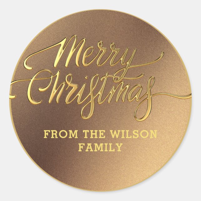 Merry Christmas Simple Minimalist Script Snowflake Classic Round Sticker (Front)