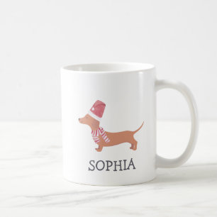 Merry Christmas Simple Modern Dachshund Dog Coffee Mug