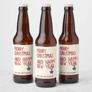 Merry Christmas Simple Modern Typography Beer Bottle Label
